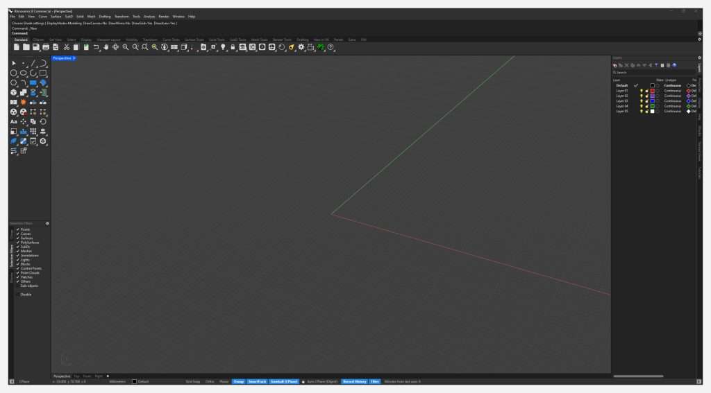 Rhino 8 interface after installing RhinoUI