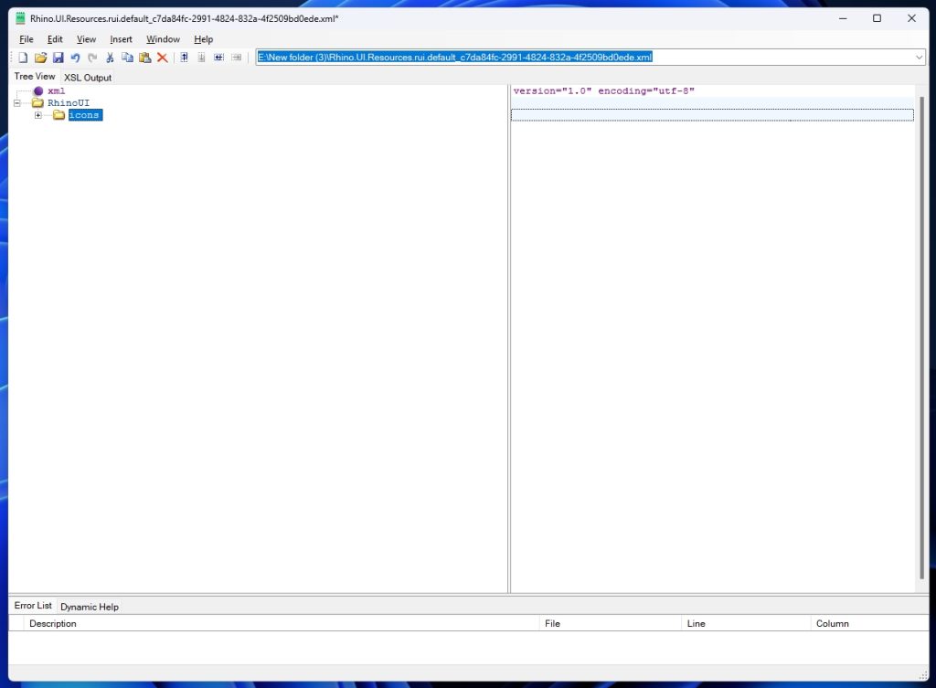 RhinoUI icon XML tree structure