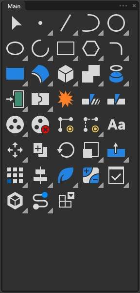 Close-up of the redesigned Rhino main toolbar icons